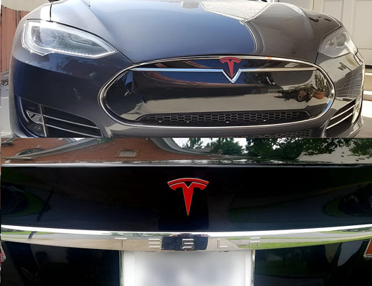 Tesla Model S Fascia Nose Cone Frunk and Trunk Emblem Sticker