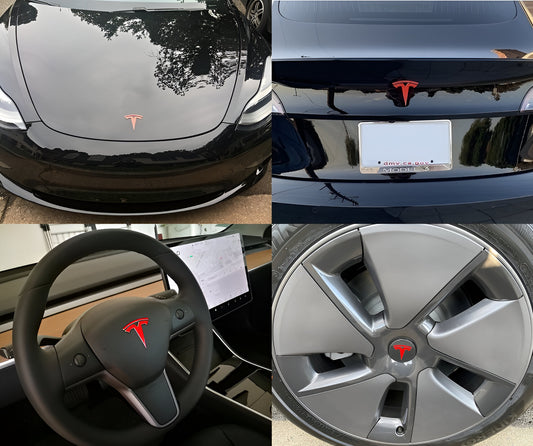 Tesla Model 3 Emblem Sticker Bundle 12 Decals