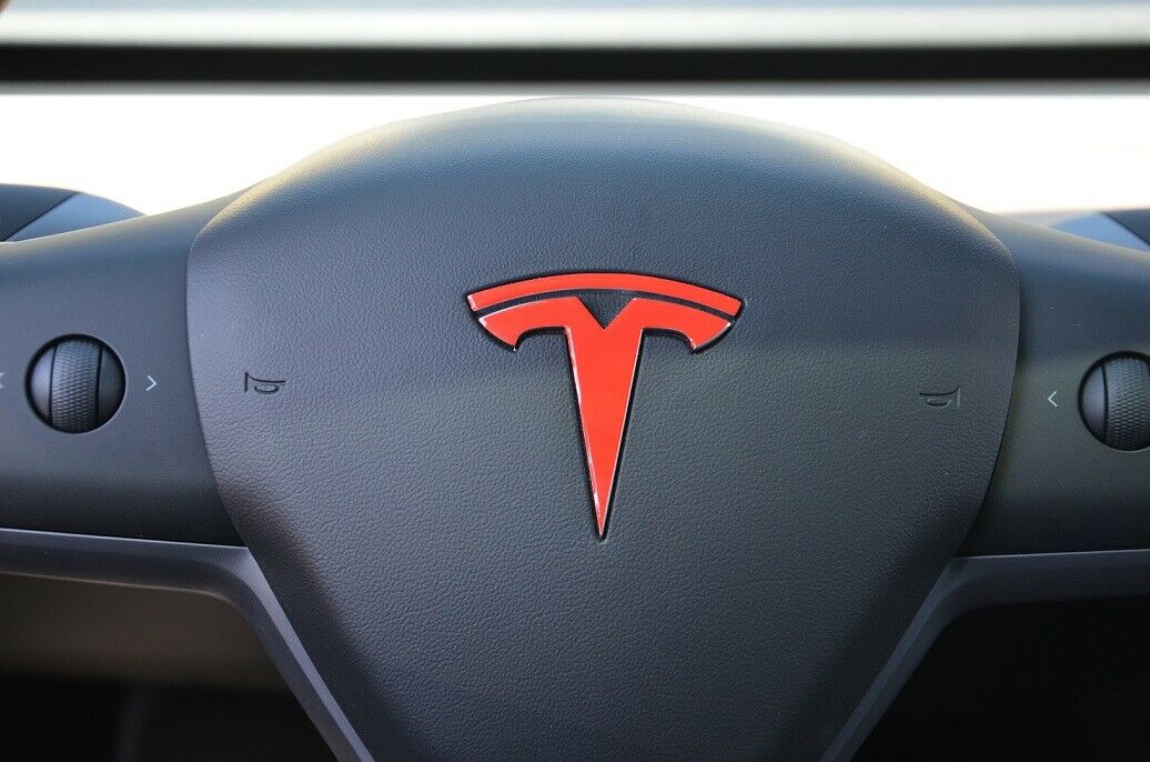 Tesla Model 3 / Model Y Steering Wheel Emblem Sticker 2pcs